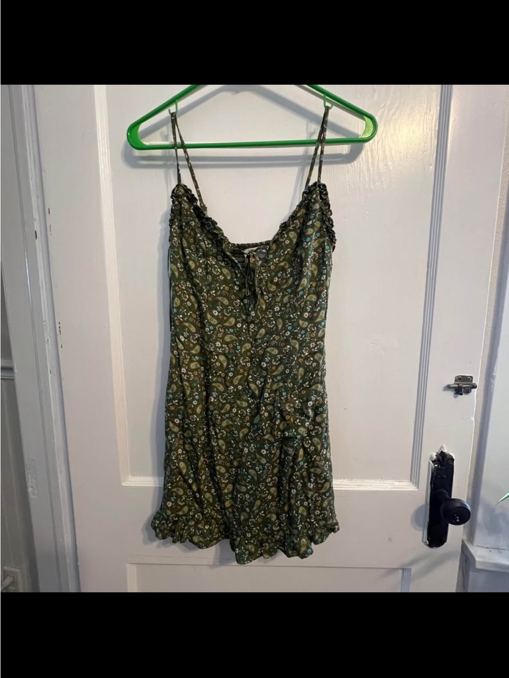 NWOT Spaghetti Strap Olive Green Mini Dress